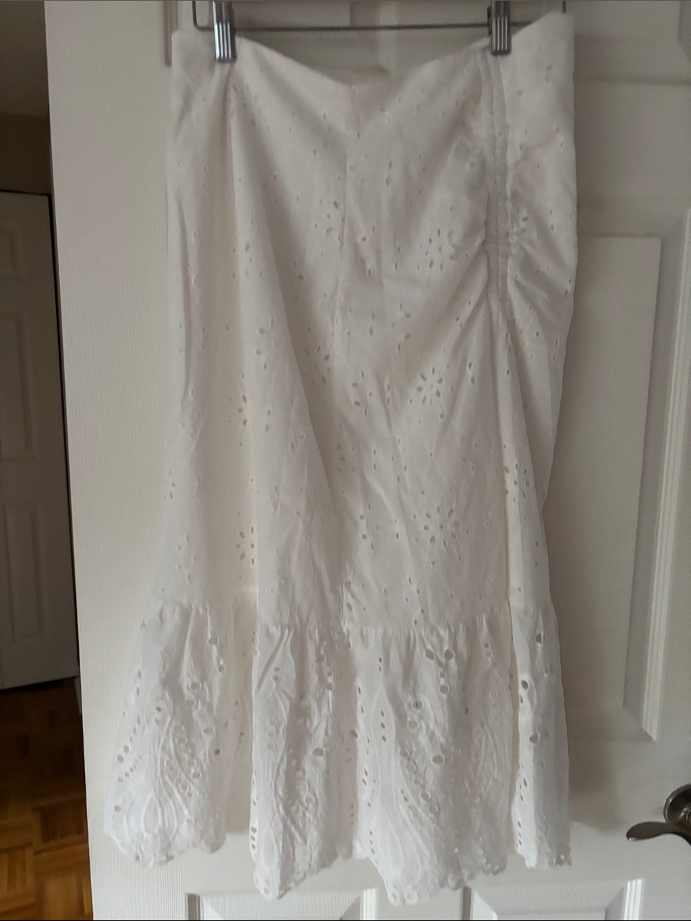 6. Adiva Eyelet White Tiered A-Line Skirt